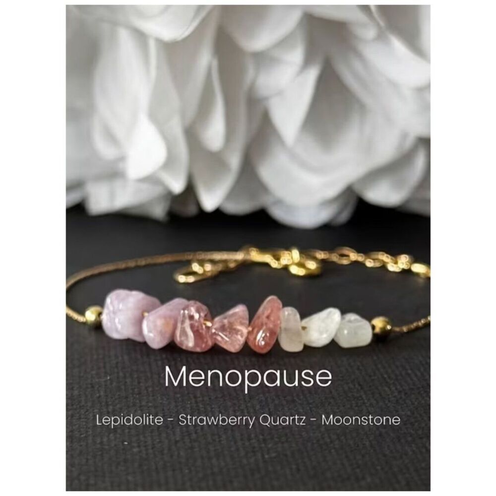 NWT Hormone Balancing Bracelet Raw Strawberry Quartz & Moonstone Crystal